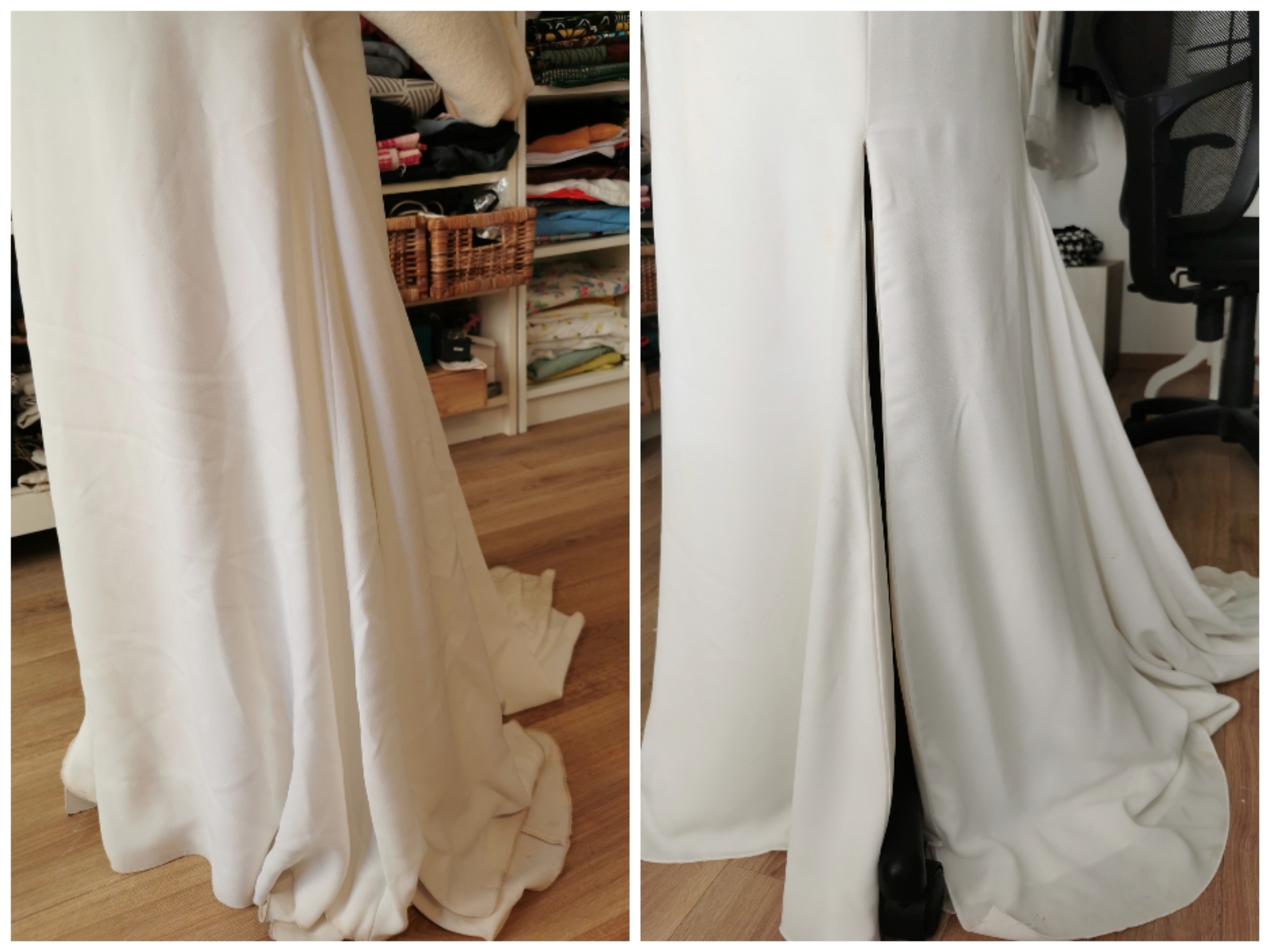 Création d'une fente robe de mariée