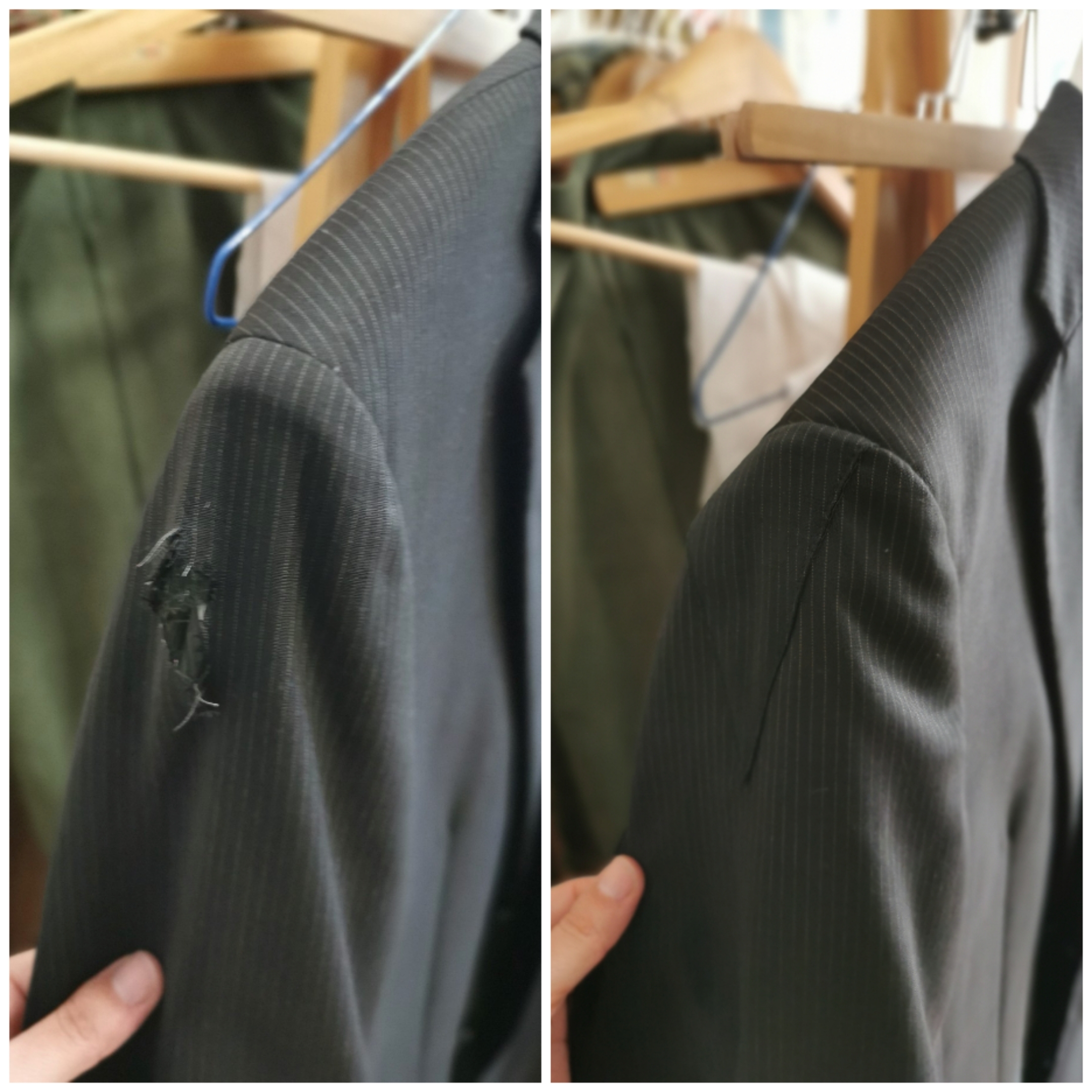 Réparation trou veste costume