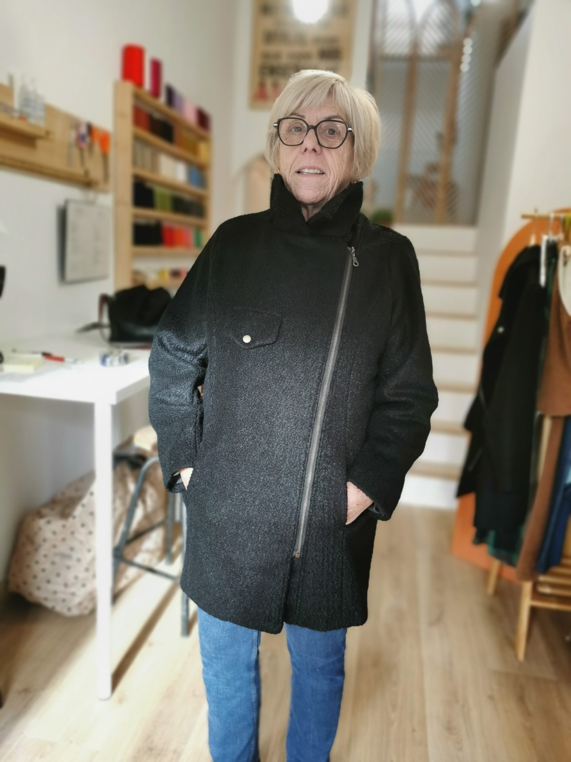Manteau noir laine bouillie