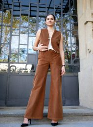 Pantalon Otono et gilet Réverso velours marron