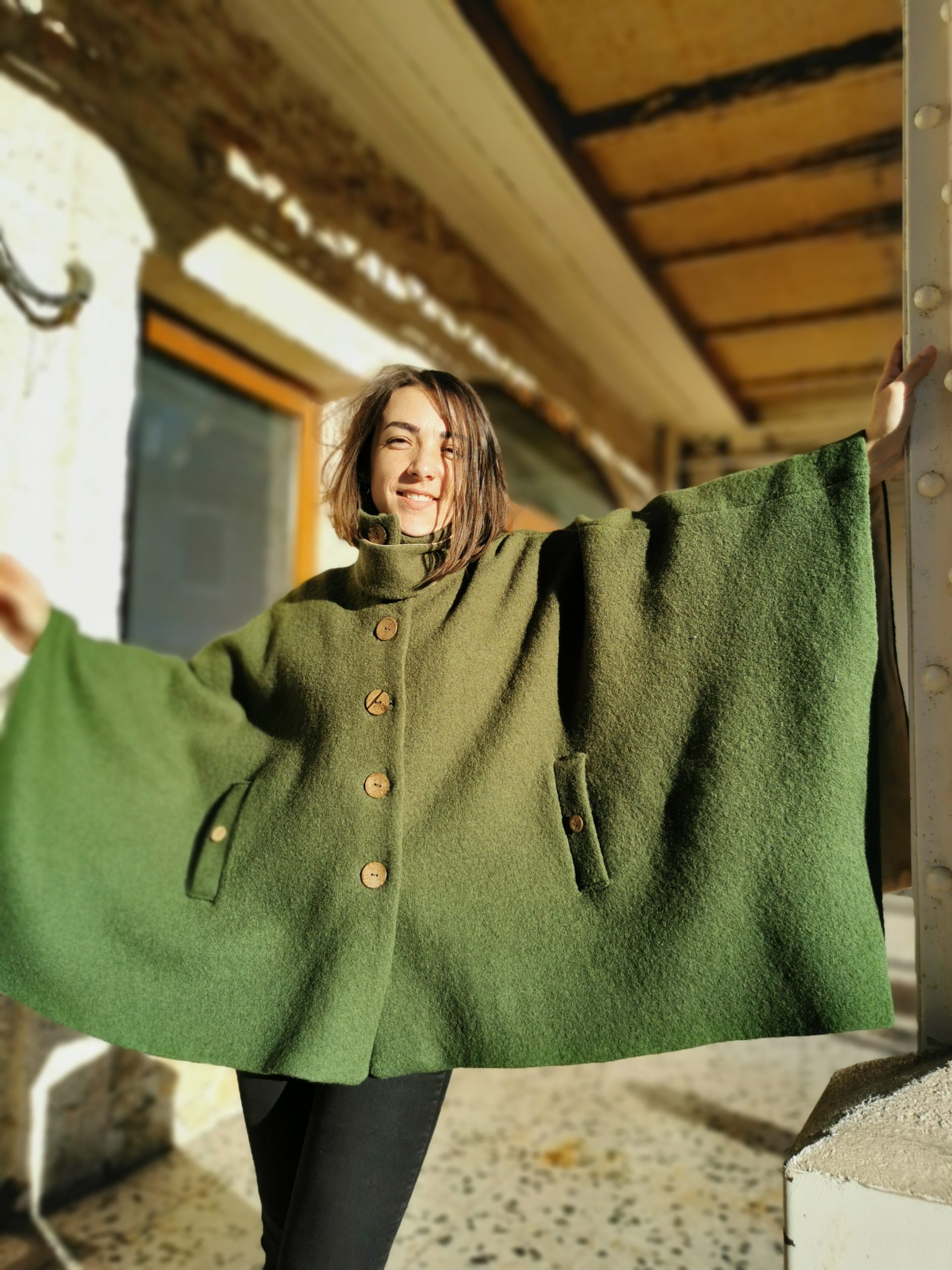 Cape Françoise Laine verte